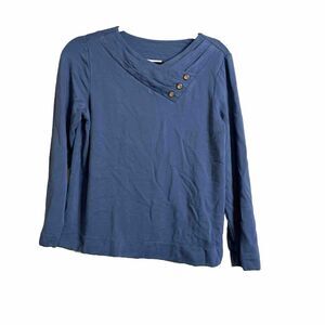 Pure Jill Womens Blue Long Sleeve Pullover Sweatshirt Fleece Lined Size Small P